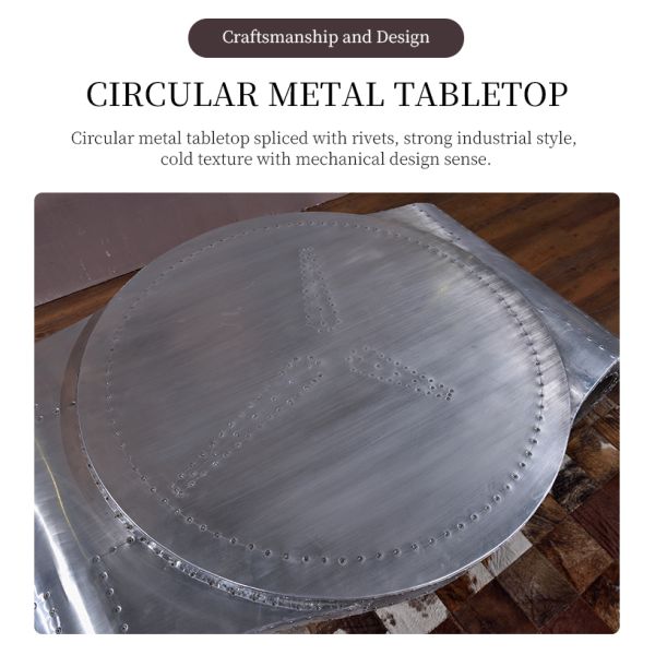 Nidea #8645 Guangdong Nidea Coffee Table Original Industrial Style Flat Table Personalized Aluminum Rivet Metal Watch-Shaped Design