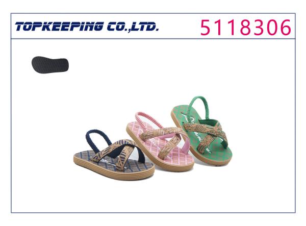 Cork Grain Rubber Outsole Curved Kids Flower Sandals EVA