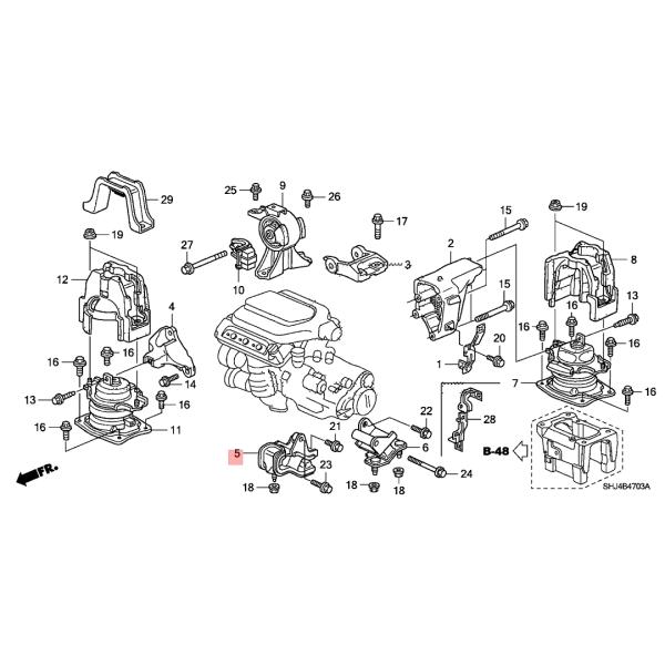 50805-SHJ-A01 Rubber Engine Mounting Front Transmission Mount Honda Odyssey 08 09 10 3.5L