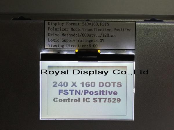 módulo gráfico do LCD da fonte de alimentação 3.3V com o luminoso branco do diodo emissor de luz de ST7586S