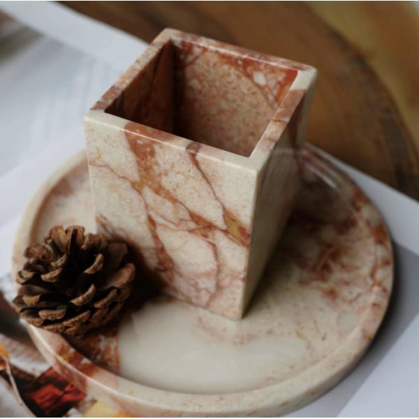 Italy Bvlgari Pink Marble Vanity Tray Luxury Durable For Jewelry Display