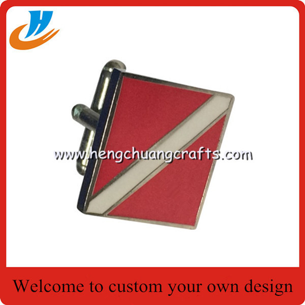 Flag cufflinks with custom logo design  soft enamel cufflinks wholesale