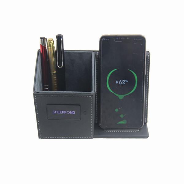 Carregador sem fio reusável Pen Holder do telefone, suporte de copo de couro do lápis de Multiscene