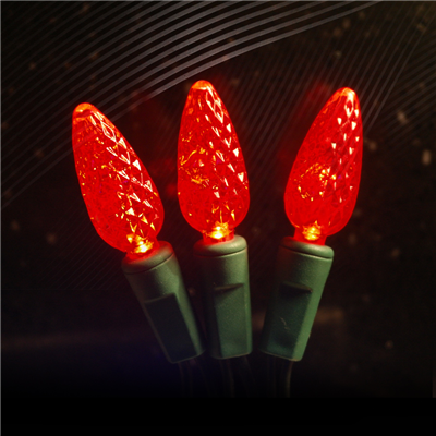 Red and Green 70 LED C6 Strawberry Mini Lights Commercial Grade