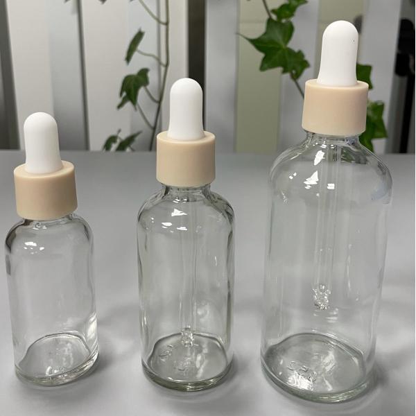 Transparent Glass Bottle 10ml Mini Oil Dropper Skincare Serum PP Cap Pink