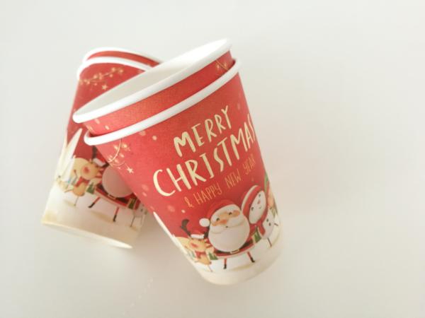 8oz,12oz,16oz Single wall paper cup for hot drinks with Christmas design