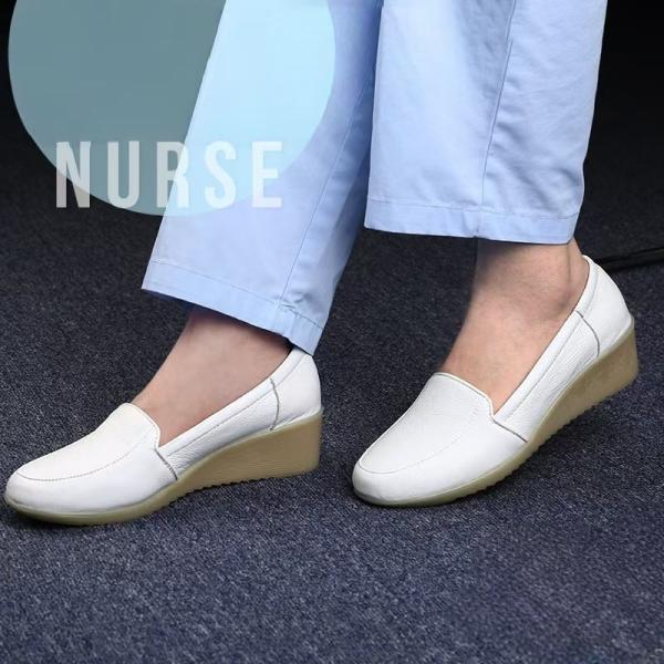Plus Size White Wedge Heel Shoes Customized Comfortable Hospital Work Shoes