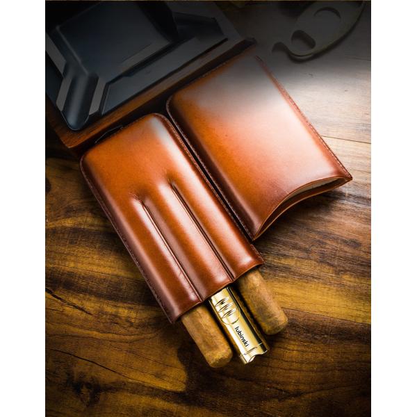 Изготовленный на заказ неподдельный кожаный случай сигары винтажное Veg загорел хьюмидор сигары перемещения коробки сумки держателя