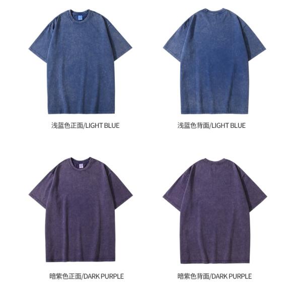 280g Heavy Retro Washed Distressed Short-sleeved T-shirt Men's Loose Cotton Half Sleeves Top