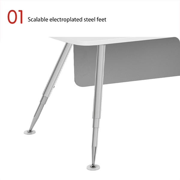 Adjustable and Retractable Main Desk with Octagonal Electroplating Feet, Matched with Storage Sub Cabinet