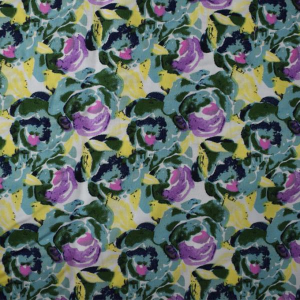 Flower Print Viscose Rayon Fabric Designs Woven Rotary Dress T-Shirt