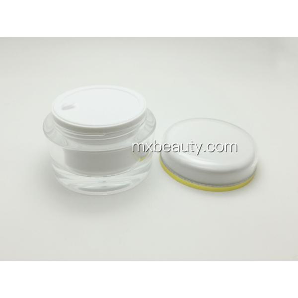 high quality classic PMMA/acrylic cream jar white UV coating with hot stamping gold ring plastic cosmetic cream jar