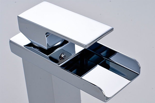 Waterfall Square Spout Bathroom Basin Faucets ROVATE With Single Hole