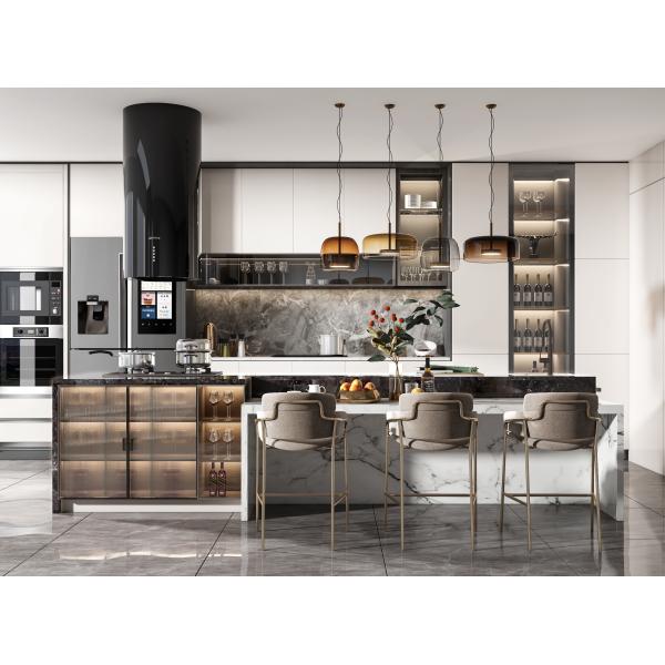 High Space Typical Shaker Door Flat Pack Kitchen Island Storage Cabinet With Overhang Island
