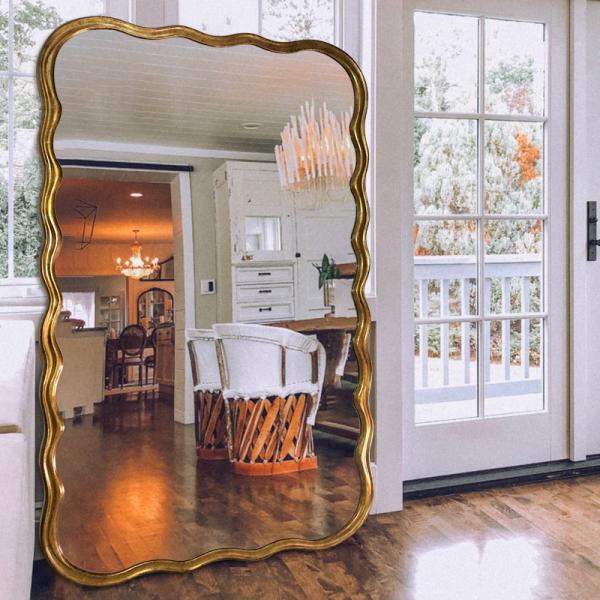 Decorative Bedroom Frameless Floor Length Mirror Wavy cheval