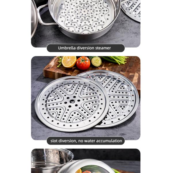 New Product 304 Stainless Steel Steamer Pot Soup Set Stainless Steel Cooker Cooking Soup Pot Steamer Pot