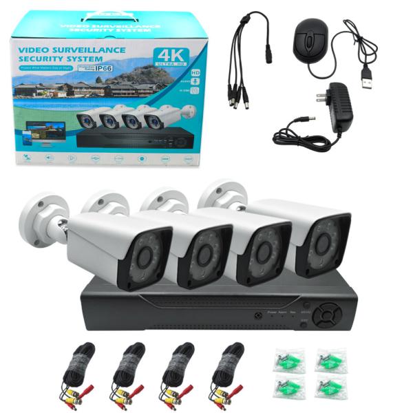 4K 2MP 4-8 Channel IP66 Waterproof Outdoor Home AHDDVR Kit Full Color CCTV Camera