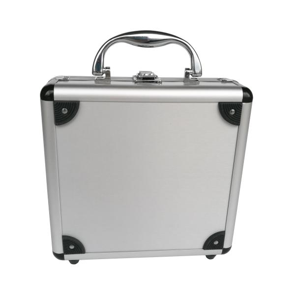 Небольшой случай SilverAluminium косметический с внутренним фермуаром закрытия зеркала и Chrome