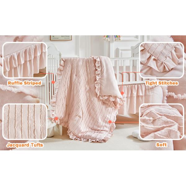 Pink Microfiber Crib Bedding Set - 3 Piece Shabby Chic Baby Set
