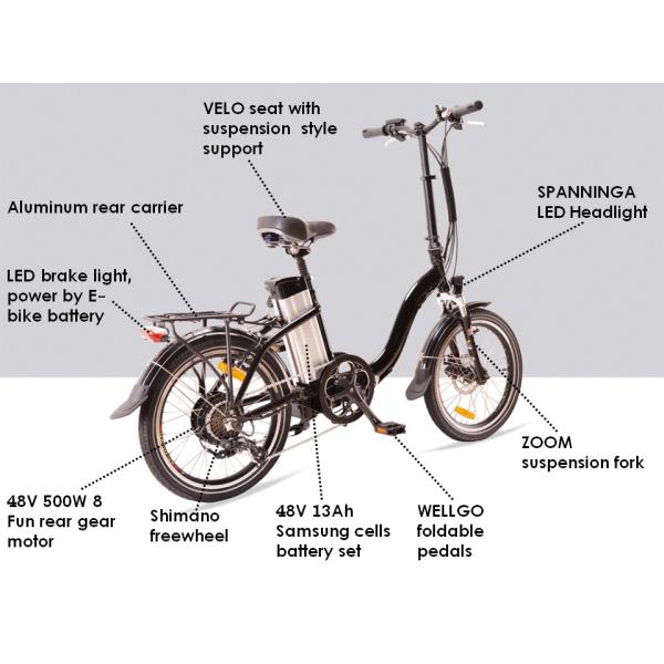 48V 500W Electric Folding Bike , Lightweight Folding Electric Bicycle 35km/h