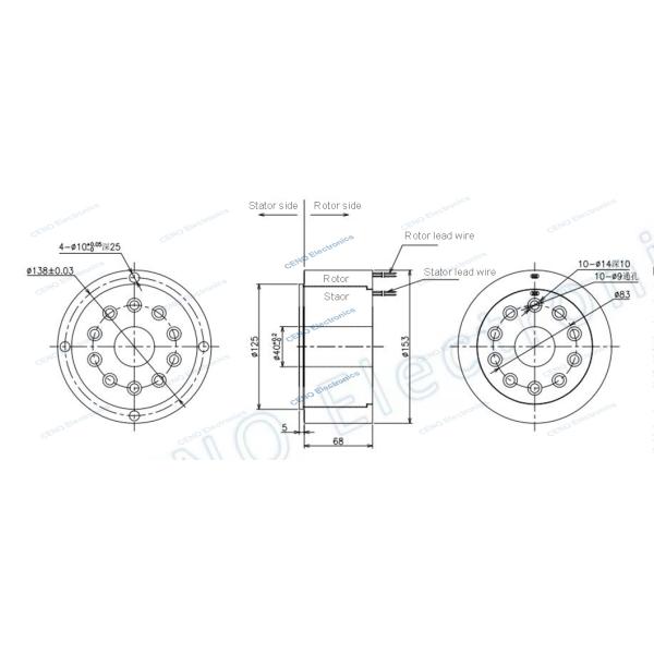 8 Circuits Industrial Slip Ring Through Hole With Diameter 40mm