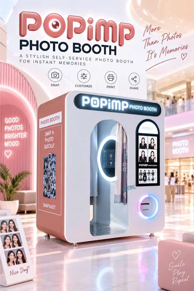 Smart Photo Booth Machine Self Service Photo Printing Kiosk