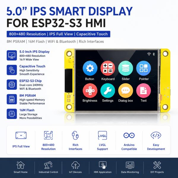 5.0 Inch ESP32 Display Module IPS Smart Display Module 800x480 For ESP32-S3 HMI