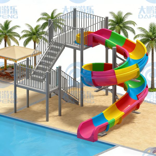 Customized Single Spiral Slide Fiberglass Swimming Pool Game For Amusement Parks Outdoor Water Sports
