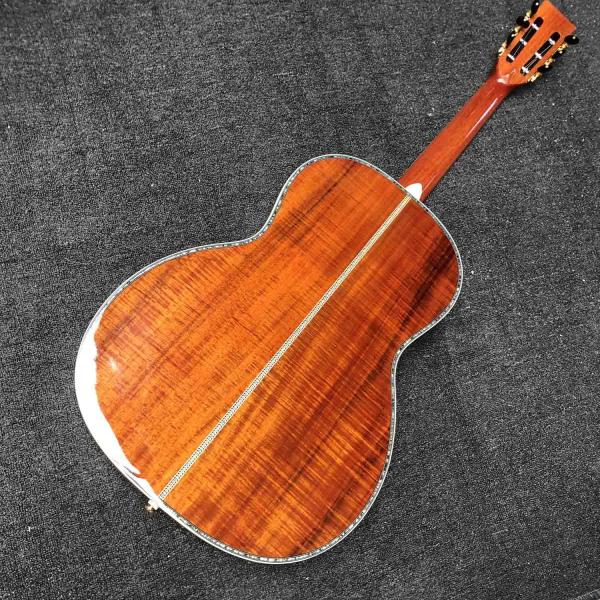 Custom Full Abalone Inlays OOO 39 Inch Round Body Solid Koa Top Acoustic Guitar