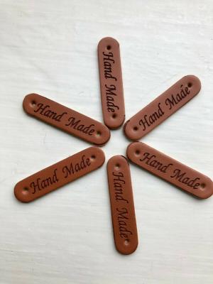 Handmade PU Leather Labels Washable Dry Cleanable Pantone Color