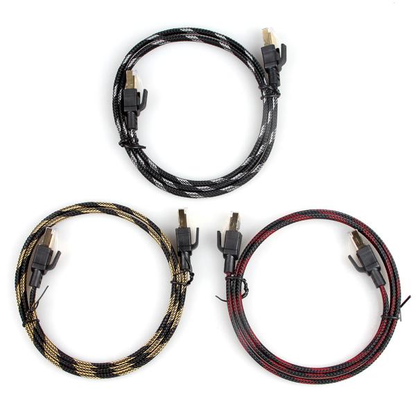 Nylon Braided Cat7 Patch Cord Weatherproof High Speed 10Gbps