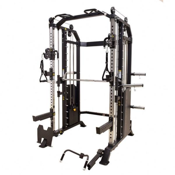 Integrated Gym Trainer Power Rack Fitness Rack in Silver Grey for All-in-One Training