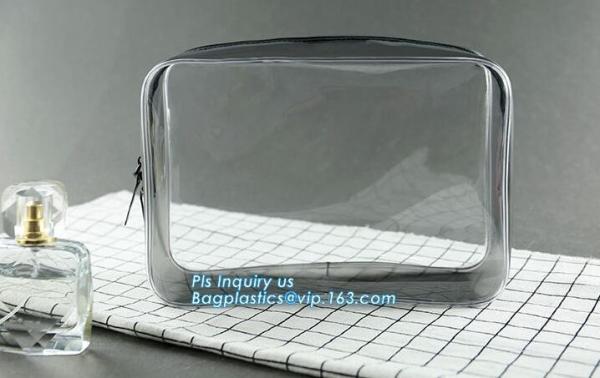 Fashion Packing Cosmetic Bag EVA Pouch, OEM promotional transparent plastic Heat Seal sewing zipper clear pvc cosmetic b