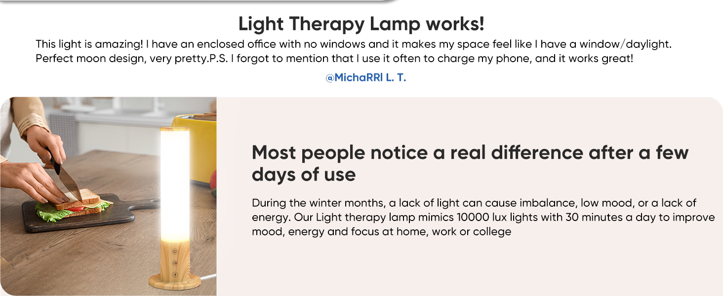 Touch Control UV Free Sad Light 100V - 240V 10000 Lux Light Therapy Lamp