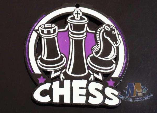 2D / 3D Design Glow In The Dark Chess Medals Participation Medals Spray Black Plating
