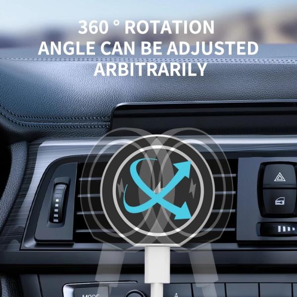 Car Vent 15w Magnetic Wireless Charger Magsafe Stand Automatic Clamping
