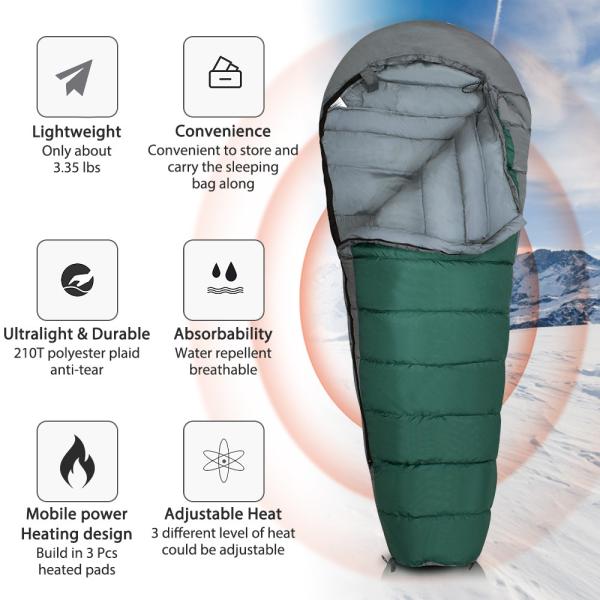 4 Season Electric Heated 1.52kg Polyester Sleeping Bag
