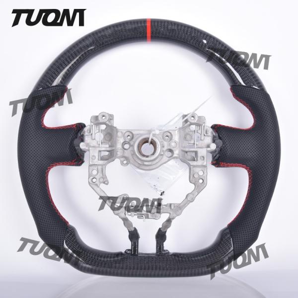 Modern Black Leather Carbon Fiber Toyota Steering Wheel Lightweight Flat Bottom Easy Install