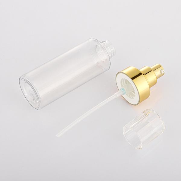 Factory price high quality transparent gold pump lotion body cleanser empty bottle