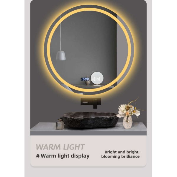 Modern Anti-Fog LED Light Touch Switch Wall-Mounted Luxury Mirror for Bathroom Decoration for Hotels Apartments Villas IP44
