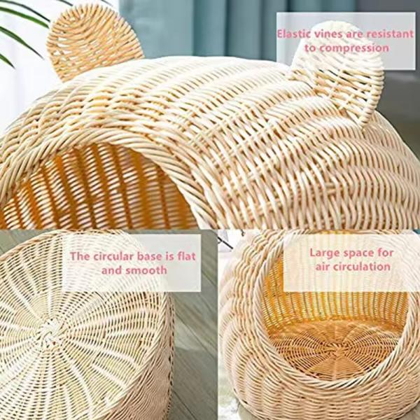 Handmade Woven Dog Cave House Cute Rattan Cat Nest Indoor