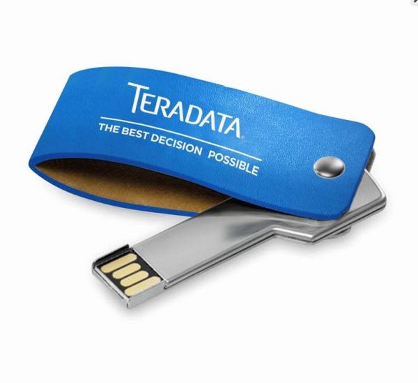 OEM promotional gift metal key usb with leather case