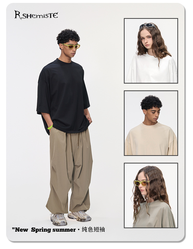 Men’s Oversized Short Sleeve Cotton Blend T-Shirt for Casual Streetwear