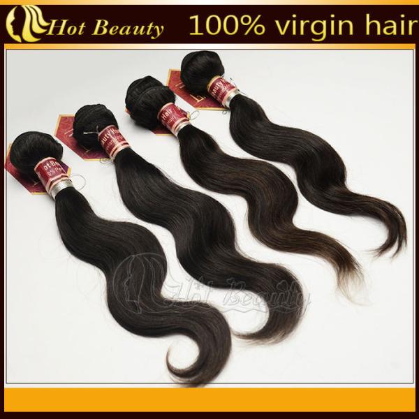 Black Peruvian Virgin Remy Human Hair Extensions Body Wave Type