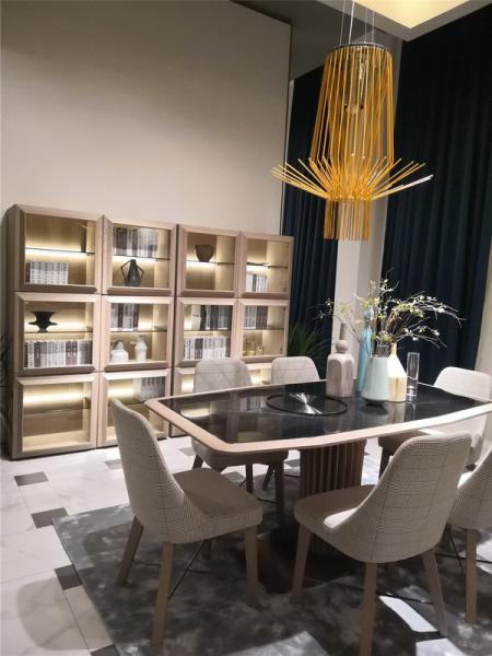 High end design furniture for Star hotel and Villa room used Restaurant table and fabric chairs by wood with marble top