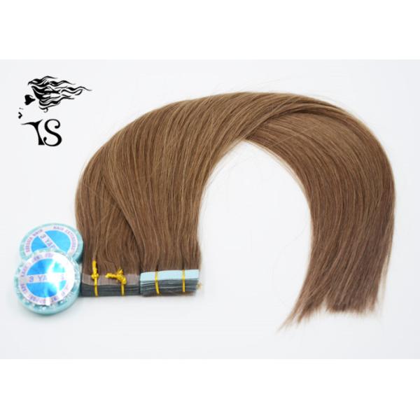 Dark Brown Indian Virgin Tape In Human Hair Extensions , Straight Indian Hair Extensions