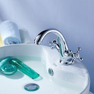Chrome plated Basin Faucet with Ceramic valve core, Cross Handles