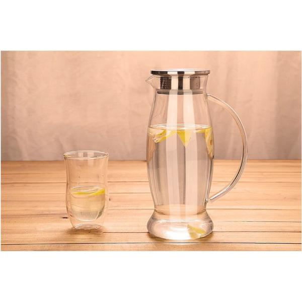 50 Oz Iced Tea Glass Water Pitcher With Stainless Steel Lid / Spout Easy To Use