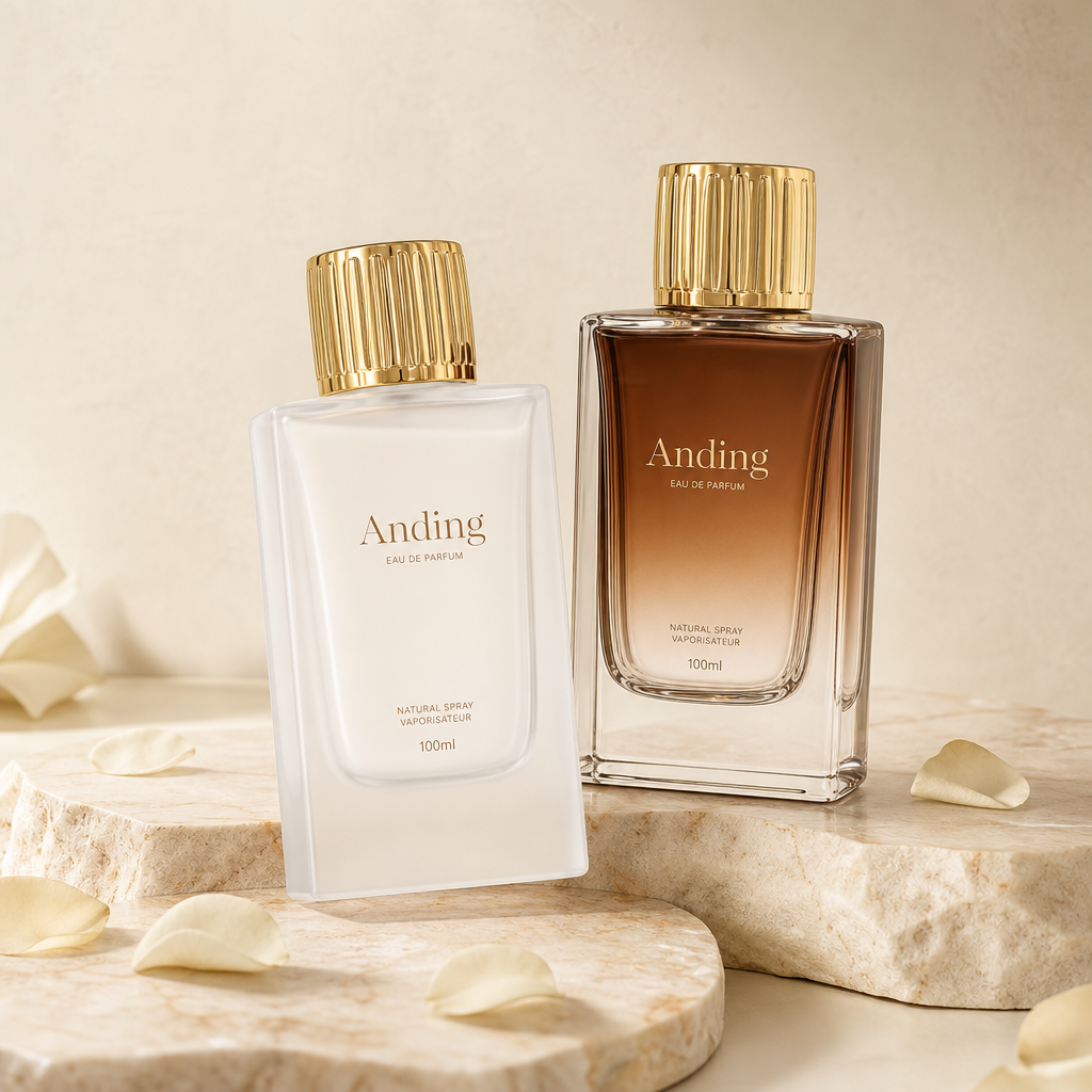 Anding Stock Wholesale Bulk Custom logo Rectangle Frosted Gradient Luxury Empty Perfume Bottle 100ml