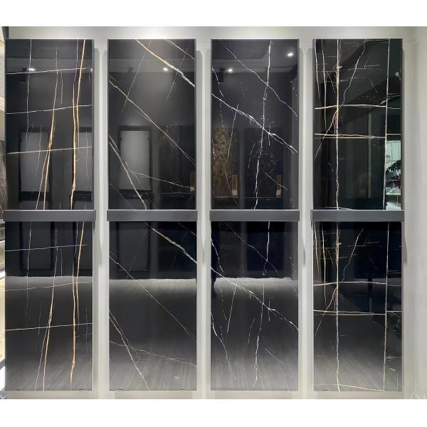 GLOSSY Polished Black Pearl Bath Tiles Ceramic Tile White and Black Golden Vein Black Marble Tiles Royal Black